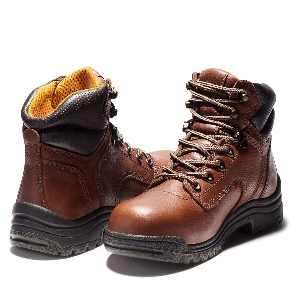 Botas de Trabajo Feminino - Timberland Pro® Titan® 6\" Alloy Toe - IUJGA4972 - Marrom/Pretas